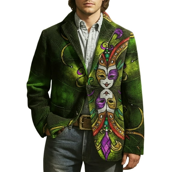 Mardi Gras blazer for men Corduroy Jacket Carnival Velvet For Formal Events And Business Casual Wear With Modern Tailored Fit And Stylish Design
