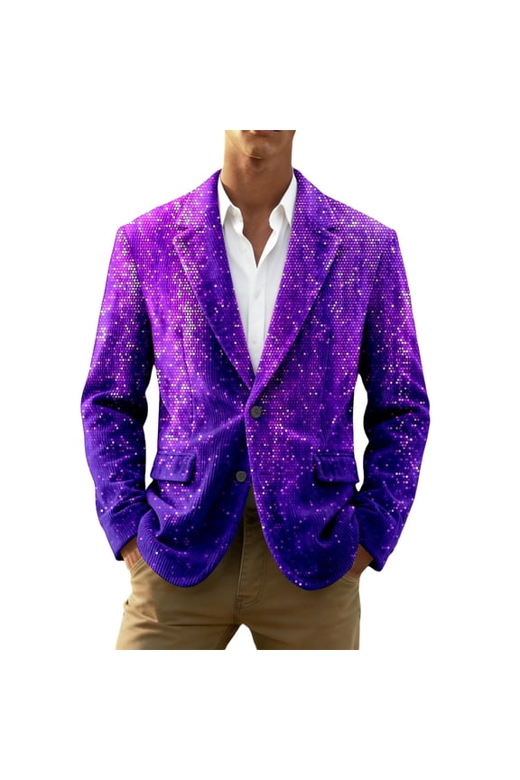 Mardi Gras blazer for men Corduroy With Sparkling Sequin Print For Festival Party Night Out And Formal Events