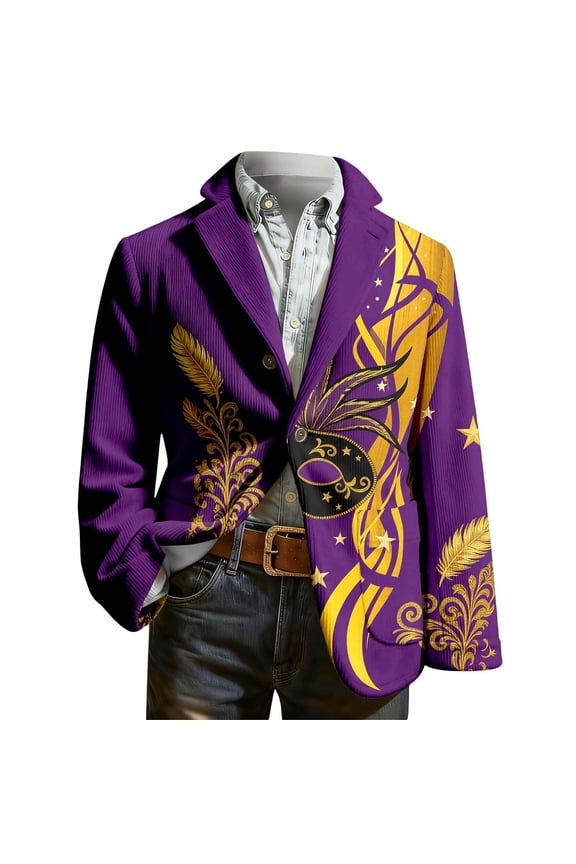 Mardi Gras blazer for men Men's Carnival Corduroy Print Fashion
