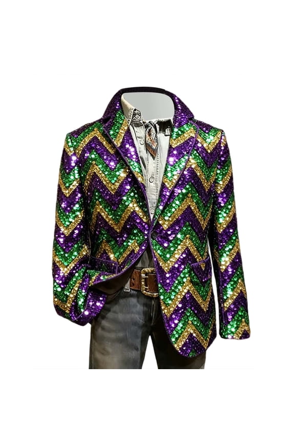 Mardi Gras blazer for men Men's Carnival Corduroy Print Fashion