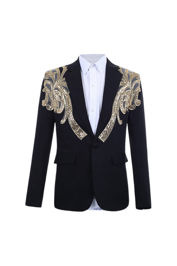 Mardi Gras blazer for men Men's Casual Style Slim Fit Long Sleeved Jacket Suitable For Stage Performance Occasions