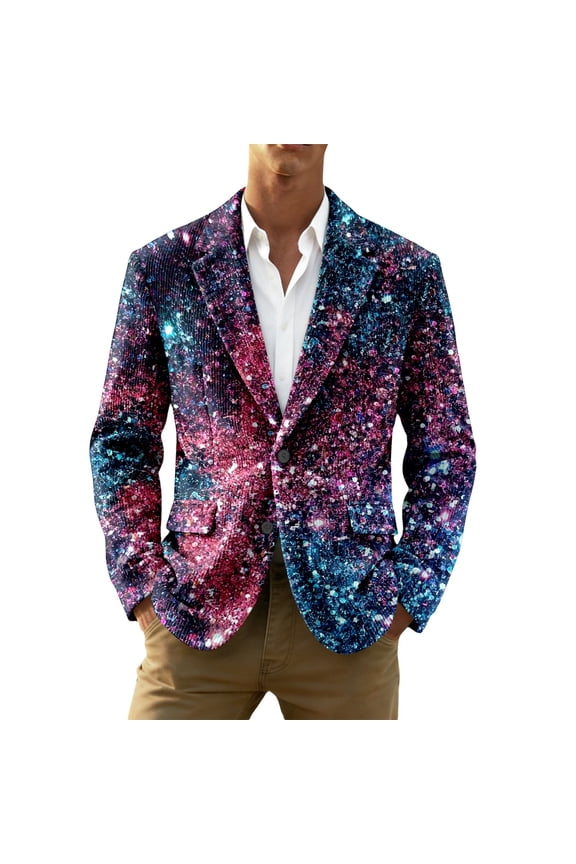 Mardi Gras blazer for men Sequin Print Corduroy Jacket For Carnival Party Night Out Celebration