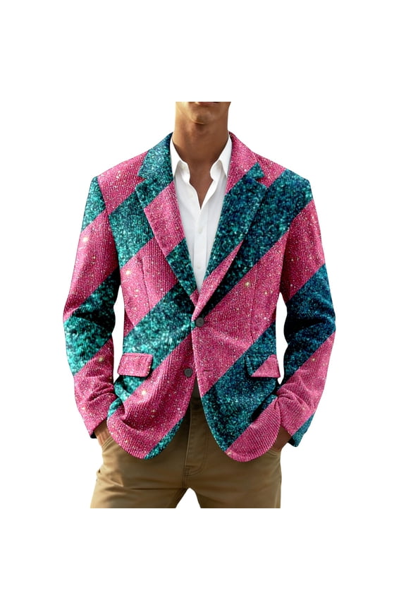 Mardi Gras blazer for men Sequin Print Corduroy Jacket For Festival Party Nightclub And Evening Wear