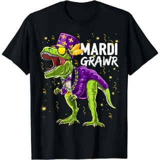 Kids Mardi Gras Shirt Dinosaur T Rex Beads Costume Grunge Kids Mardi Gras Shirt Dinosaur T Rex Beads Costume Grunge