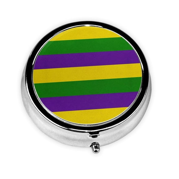 Mardi Jester Round Portable Pill Box Organizer Vitamin Containers Perfect For Traveling