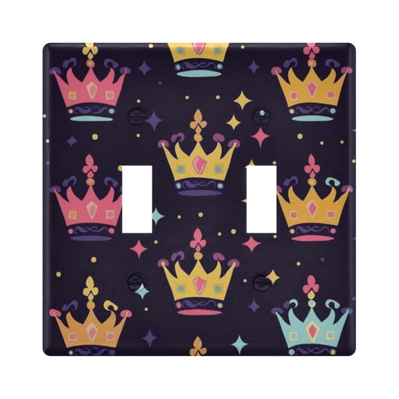 Mardi-gras Crowns Cartoon Light Switch Cover Electrical Outlet Cover Replaceable Wall Plates 2-Gang