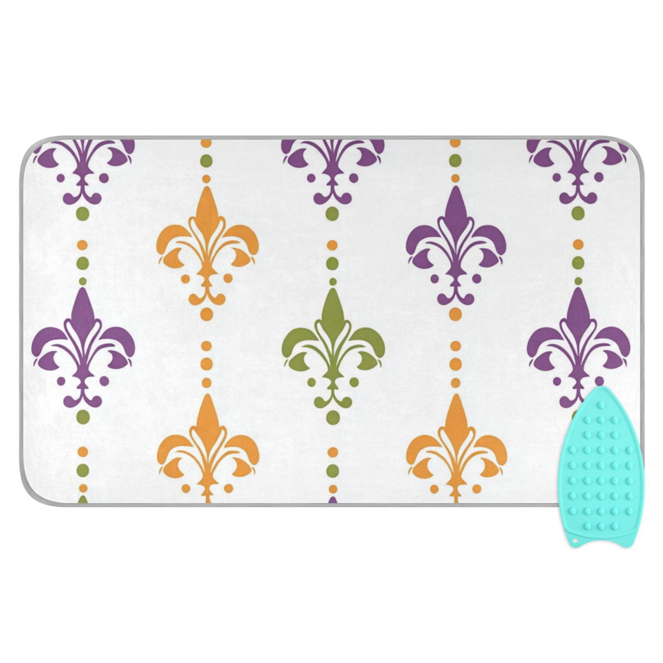 Mardi-gras Flower Patterns Ironing Mat Blanket Portable Travel Ironing Pad Heat Resistant Pad 47.2" x 27.6”