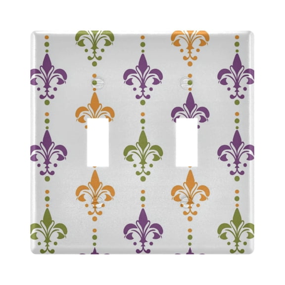 Mardi-gras Flower Patterns Light Switch Cover Electrical Outlet Cover Replaceable Wall Plates 2-Gang
