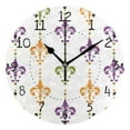 thumbnail image 1 of Mardi-gras Flower Patterns Round Wall Clock Silent Analog Battery Operated Black Pointer Home Decor 9.84" Diameter, 1 of 11