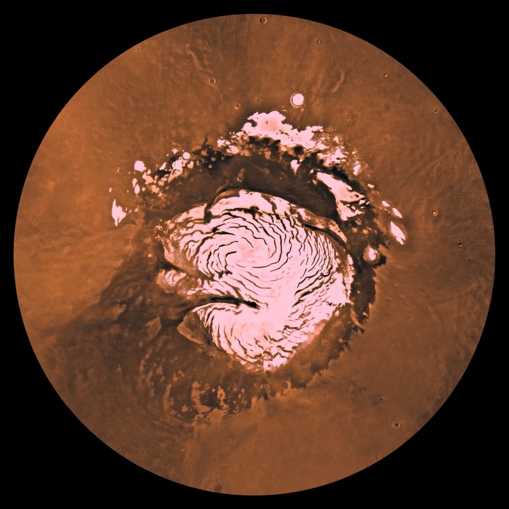 Mare Boreum region of Mars Canvas Art - Stocktrek Images (29 x 29)