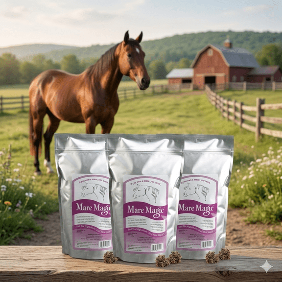 Mare Magic Calming Horse Supplement 8 oz. Raspberry Leaf Mares & Geldings Relax 3PCK