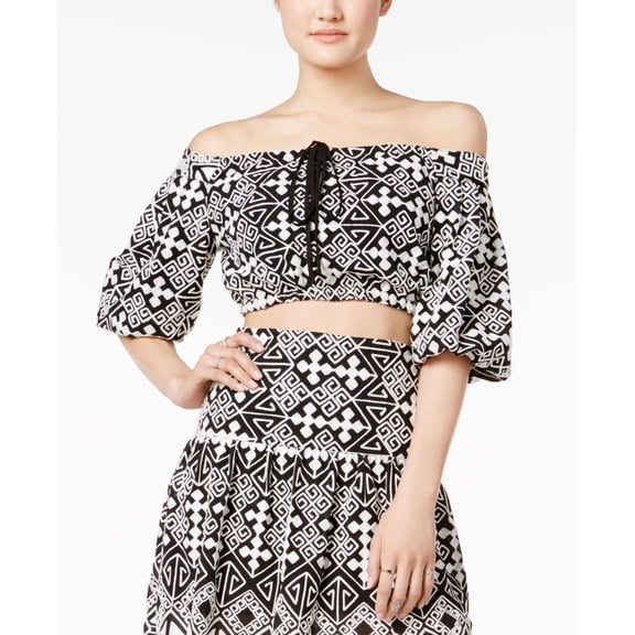 Mare Mare Jorah Off The Shoulder Crop Top Black/White M