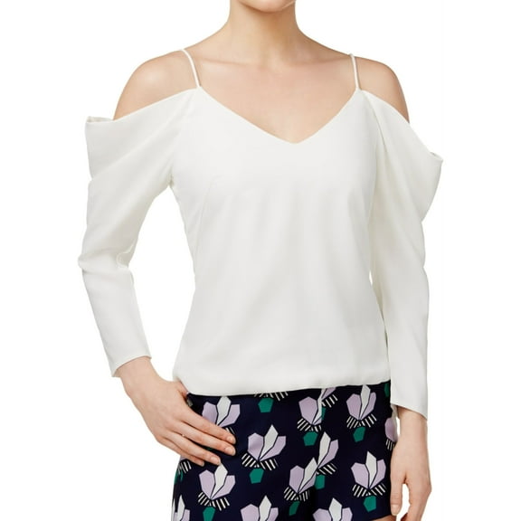 Mare Mare Womens Cold-Shoulder Cold Shoulder Blouse, White, Small