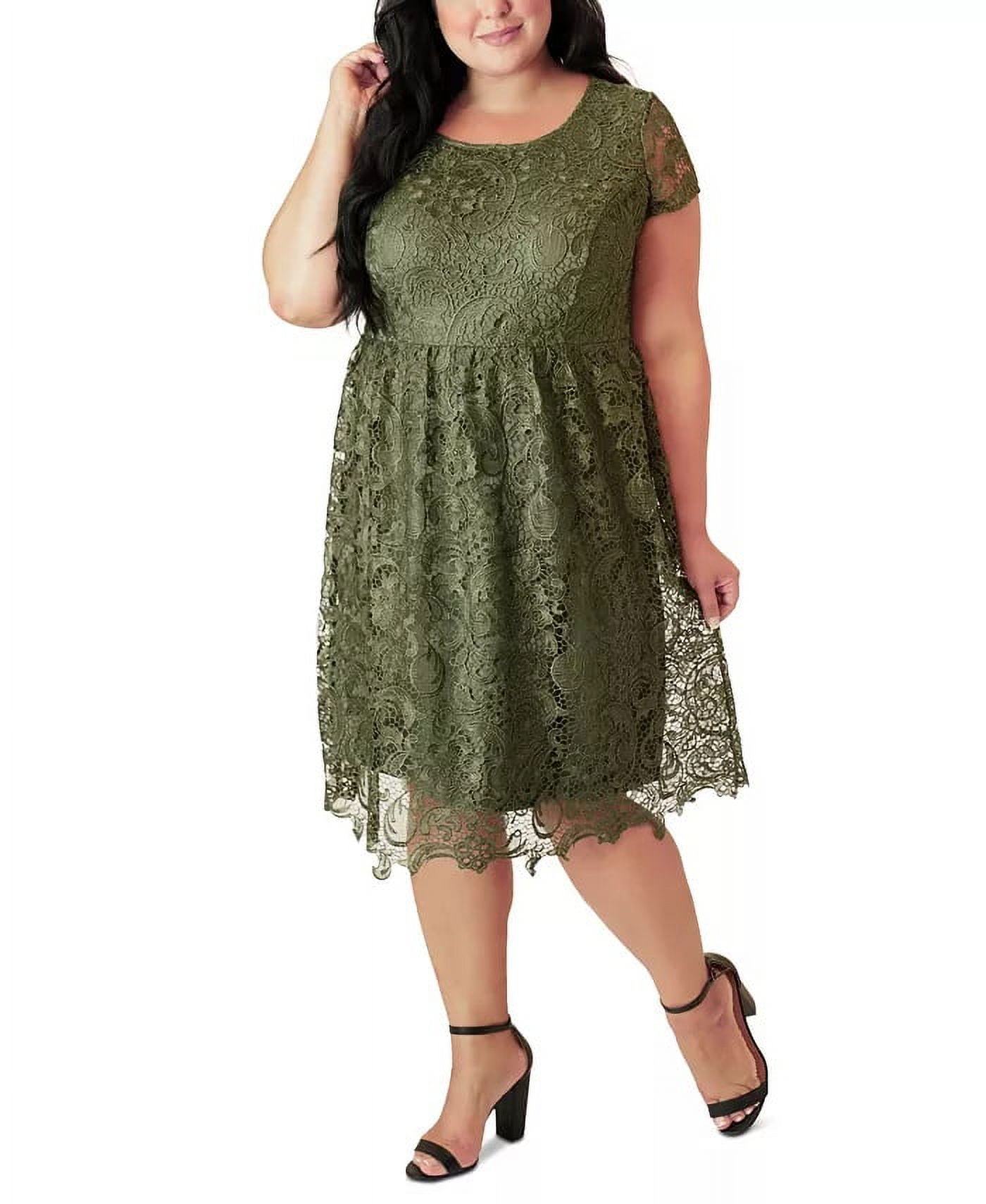 Maree Pour Toi Women's Plus Maree Pour Toi Lace Fit & Flare Dress Gree