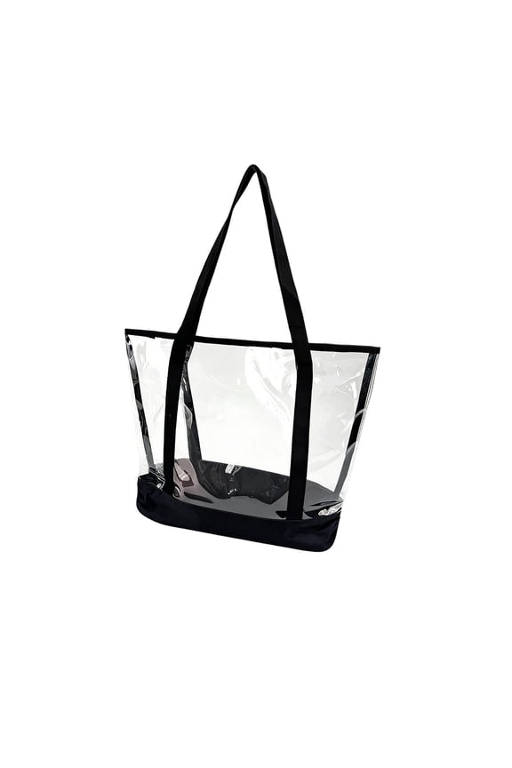 13x12 Inch Clear PVC Beach Bag Tote with Adjustable Strap, Large Capacity Transparent Handbag for Summer Vacation Poolside
