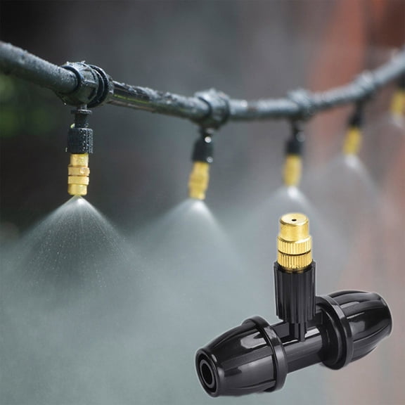 Tuscom 1Pcs Adjustable Mist Nozzle, Micro Spray Head for Drip Irrigation System, Automatic Plant Watering Sprinkler, Brass Nozzle with Flow Control, Black