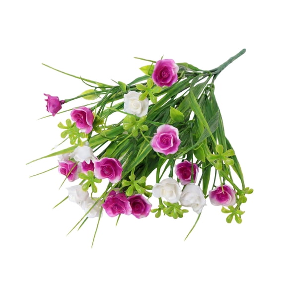 Mareep 1Pcs Artificial Rose Bouquet with Baby's Breath, Spring Floral Arrangement for Wedding Centerpieces, Flower Box Decor, Festive Home Decor