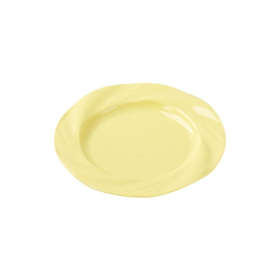 Mareep 1Pcs Yellow Breakfast Plate, Plastic Dinner Plate with Ceramic Look, Cream Style Serving Dish for Home and Restaurant, Stackable Shatterproof Tableware