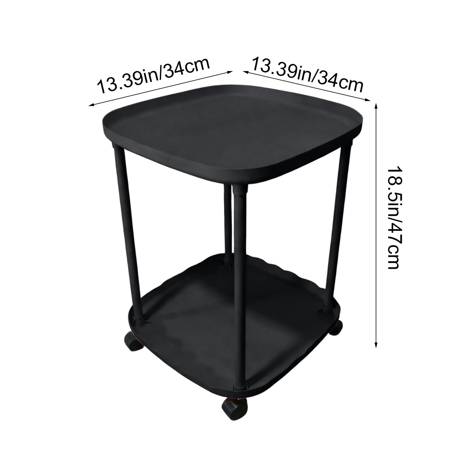 Tuscom 2-Tier Rolling Side Table with Wheels, Mobile End Table for Sofa ...