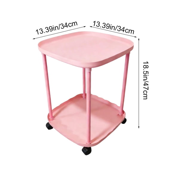 Mareep 2-Tier Rolling Side Table with Wheels, Mobile End Table for Sofa or Bed, Double Layer Storage Shelf for Living Room, Bedroom, Balcony, Snack Cart, Black Small Space Saving Accent Table