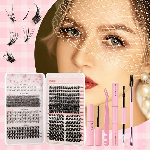 Tuscom 628 Cluster Eyelashes, Individual False Eyelashes Kit, DIY Eyelash Extensions Set, Natural Volume Lashes for Wedding, Reusable Segment Lashes
