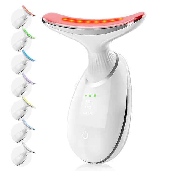 Tuscom 7 Color LED Light Therapy Device for Face Neck – Red Light Anti Aging Facial Massager with 3 Modes – USB Rechargeable Wrinkle Reducing Beauty Tool for Women