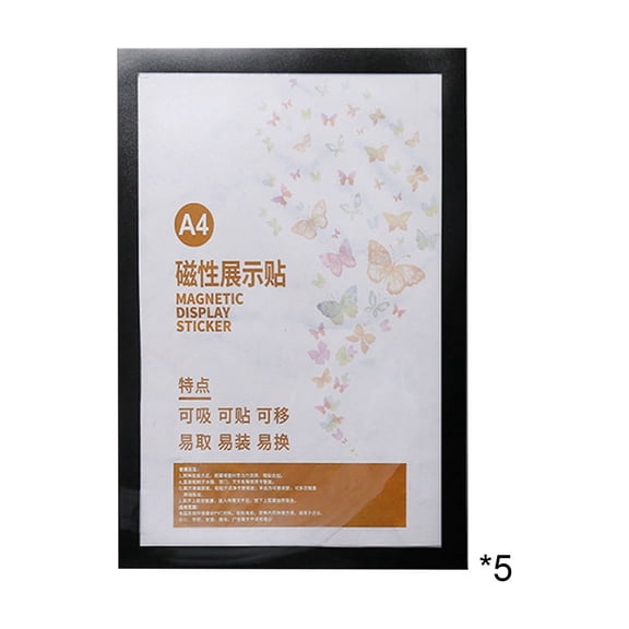 Tuscom A4 Magnetic Display Frame, Self Adhesive Removable Document Holder, Black Poster Frame for Certificate Artwork, Office Wall Display