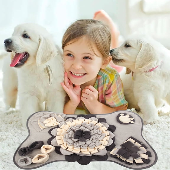 Mareep Bones Shaped Sniffing Mat for Dogs & Small Pets, Interactive Puzzle Feeder Mat with Hidden Pockets to Slow Eating, Machine Washable Slow Feeder & Scent Training Mat