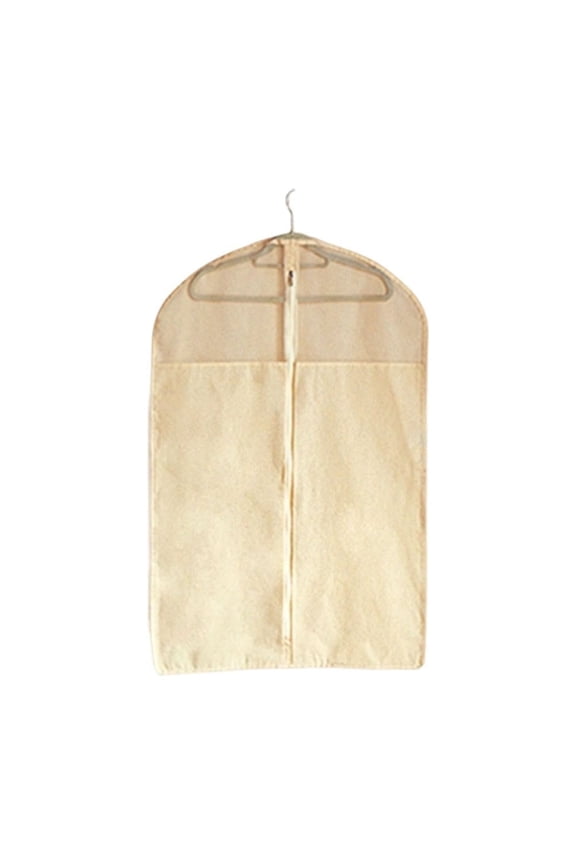 Breathable Garment Bag for Hanging Clothes, Washable Dress Protector with Zipper & Clear Window, Small 35x23 Inch, Beige