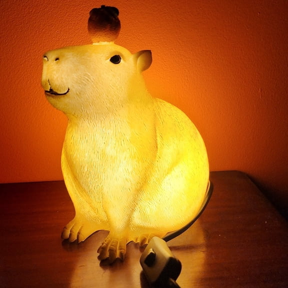 Mareep Capybara Table Lamp with Orange Decor Cute Night Light for Bedroom Soft Cozy Nursery Lamp Kawaii Capybara Gift