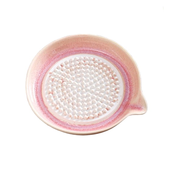 Mareep Ceramic Garlic Grinder with Storage Tray & Cleaning Brush, Manual Ginger Crusher Paste Maker, Non-Slip Grating Dish for Vegetables Spices Kitchen Tool