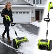 Tuscom Cordless Snow Sweeper, Electric Foldable Snow Shovel for Deck & Driveway, Portable Lightweight Push Snow Removal Tool with Soft Brush, Battery Powered
