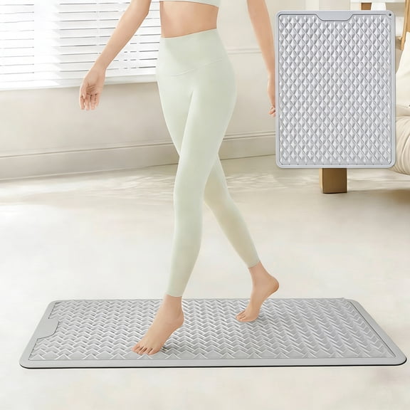 Mareep Double Sided Acupressure Foot Massage Pad - Non Slip Silicone Reflexology Mat for Plantar Fasciitis Relief, Home Gym Office Floor Therapy with Hanging Hole, Blue