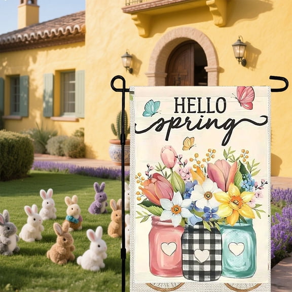Tuscom Easter Garden Flag, Double Sided Bunny Egg Holiday Decoration for Outdoor Yard Porch, Polyester Spring Flags, 12 x 18in