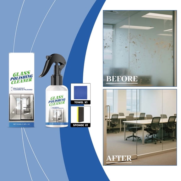 Mareep Glass Polishing Cleaner, Streak Free Glass Cleaner Spray for Windows, Mirrors & Glass Tables - Helps Remove Dirt, Reduce Water Stains & Spots