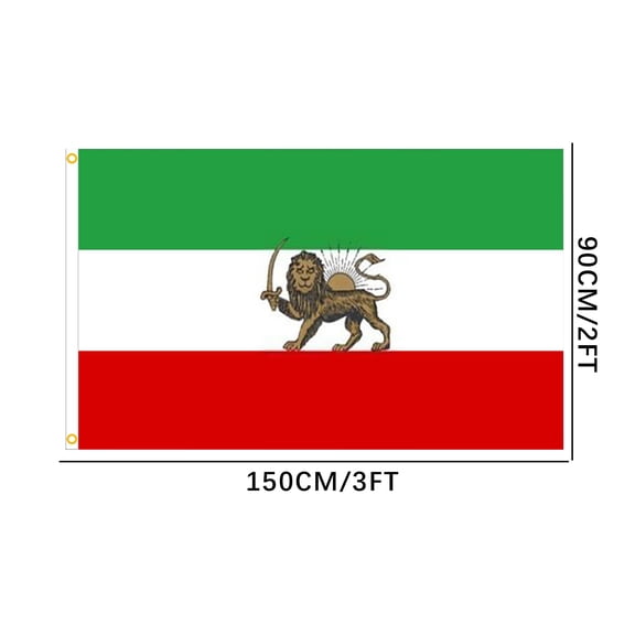 Mareep Iran Pahlavi Flag 3x5 FT, Historical Lion and Sun Flag, Vintage Polyester Iranian Banner for Collection, Decoration, and Events, Pre-1979 Era Persian Flag