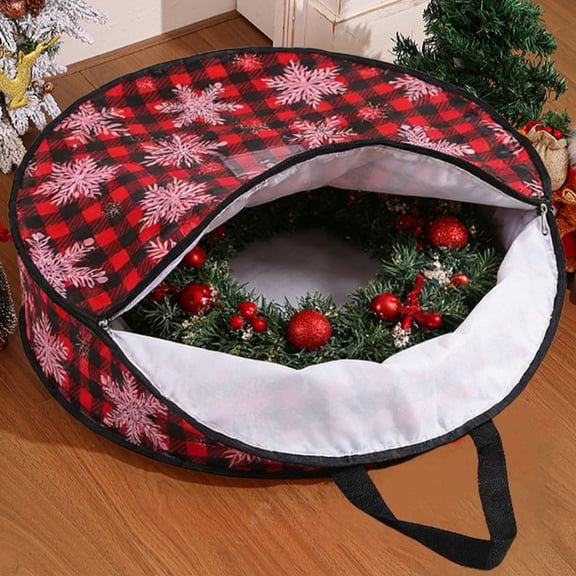Mareep Large Christmas Wreath Storage Bag with Handles, Waterproof Polyester Organizer for Holiday Decor, Clothes Moving Storage Bag, Multi-Purpose Zippered Container with Card Slot