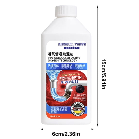 Mareep Liquid Pipe Unblocker 250g, Active Oxygen Drain Cleaner for Kitchen Sink Bathroom Shower Toilet, Fast Acting Clog Remover Hair Grease