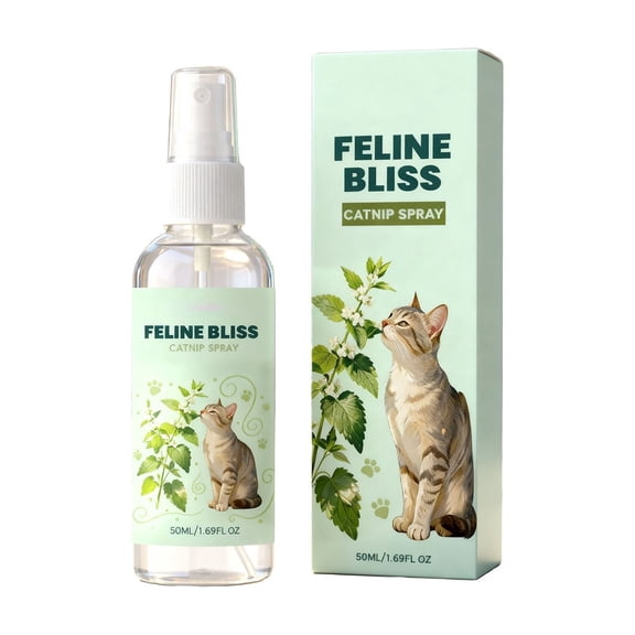 Tuscom Natural Catnip Spray for Cats, 50ml Long-Lasting Catnip Oil Mist to Soothe Anxiety, Boost Play, Training for Toys Scratching Post