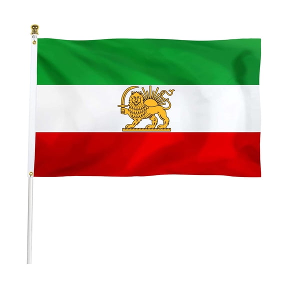 Mareep Pahlavi Dynasty Flag 3x5 FT - Lion and Sun Flag of Iran, Historic Iranian Flag, Pre-1979 Revolution Flag, Polyester with Brass Grommets for Outdoor Indoor Display