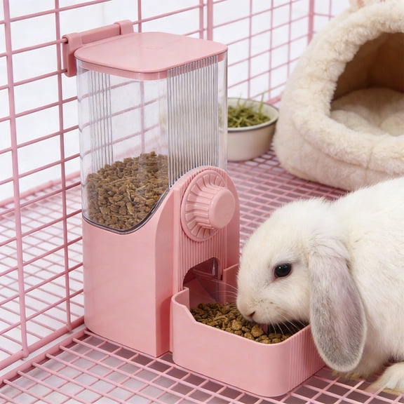 Mareep Pink Wall Mounted Automatic Pet Feeder and Water Dispenser, 2 in 1 Gravity Dog Food Bowl and Cat Waterer for Small Pets, Hamsters, Rabbits, Kittens, Puppies