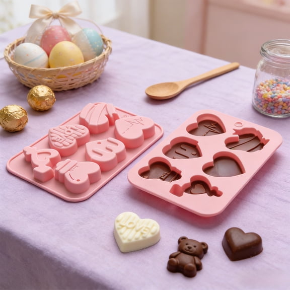 Mareep Red Heart Shaped Silicone Baking Molds for Valentine's Day - 6.7x5.9in Non-Stick Cake Chocolate Mold, Oven Safe Bakeware, DIY Decorative Dessert Making Tool, Gift for Baking Lovers