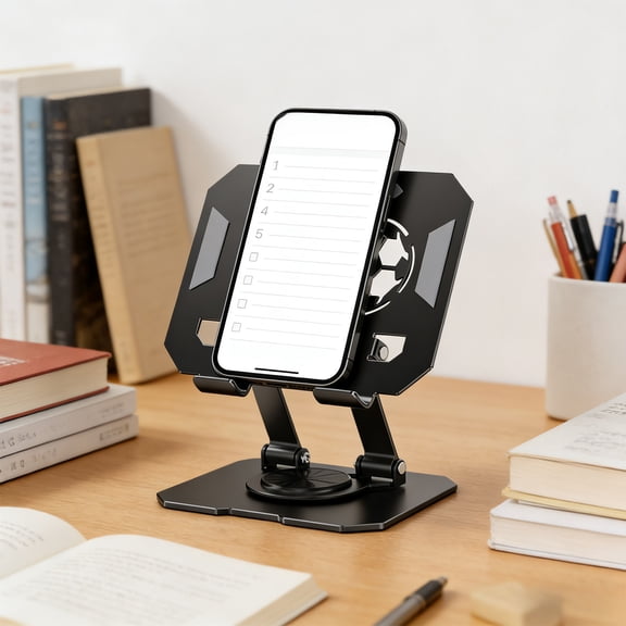 Mareep Rotating Tablet Stand, Phone Holder for Desk, 360° Adjustable Aluminum Alloy Foldable Desktop Stand, Samsung Tablets and Smartphones, Portable Metal Mount