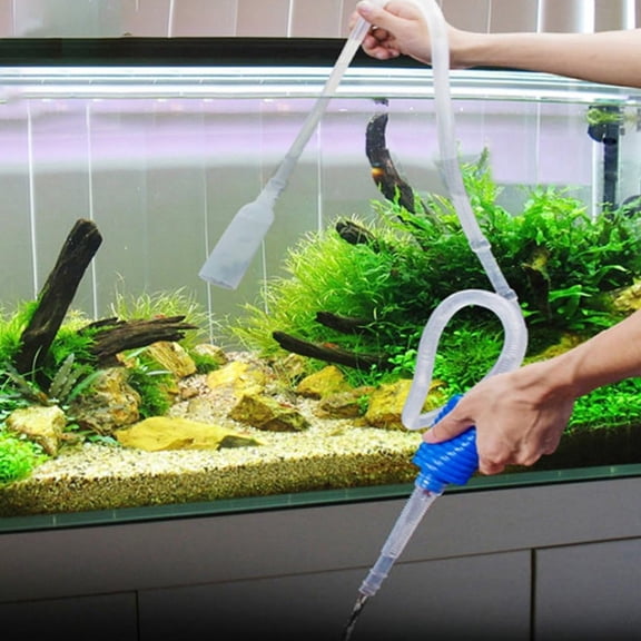 Mareep Semi-Automatic Aquarium Gravel Cleaner and Water Changer, 55.12in Fish Tank Vacuum Sand Washer with Water Pump Siphon, Safe Filter Guard for Betta Goldfish Guppy