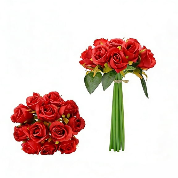 Mareep Simulated Roses Bouquet, Artificial Silk Roses Handheld Bouquet for Wedding, Home Decor, Gift Giving, Valentine's Day, Mother's Day, and Holiday Decoration, Realistic Touch Faux Flowers