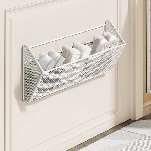 Tuscom Stainless Steel Wall Mounted Shoe Rack for Bathroom Door, Adjustable Non Perforated Slipper Organizer, Space Saving Towel and Shoe Storage Rack for Entryway, Hote