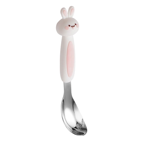 Mareep Teens Fork and Spoon Set, Stainless Steel Toddler Utensils with Animal Handle, BPA-Free Feeding Spoon and Fork for Self Eating, Teens Cutlery, Black