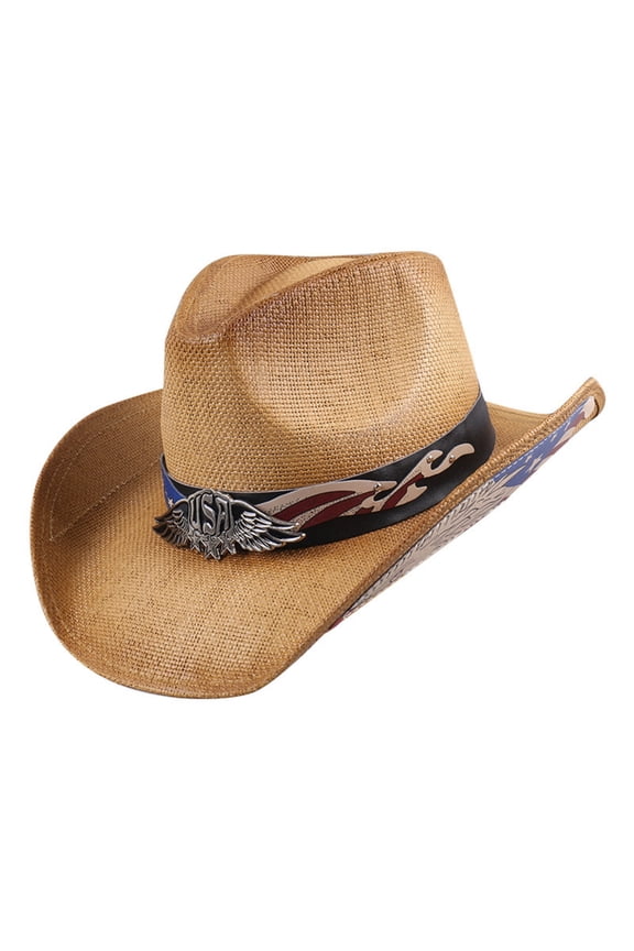 Wide Brim Cow Hat for Men, Western Style Sun Hat with Adjustable Fit, Outdoor UV Protection Cap for Ranch Beach