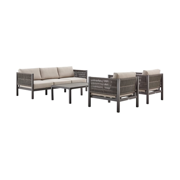 Mareike Aluminum and Rope Outdoor Chair in Brown