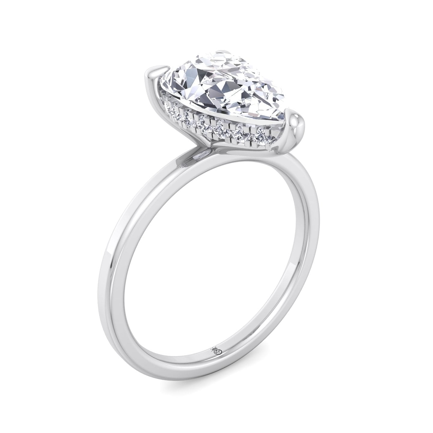 Marella - Moissanite Pear Shape Lab Diamond Engagement Ring with Hidden ...